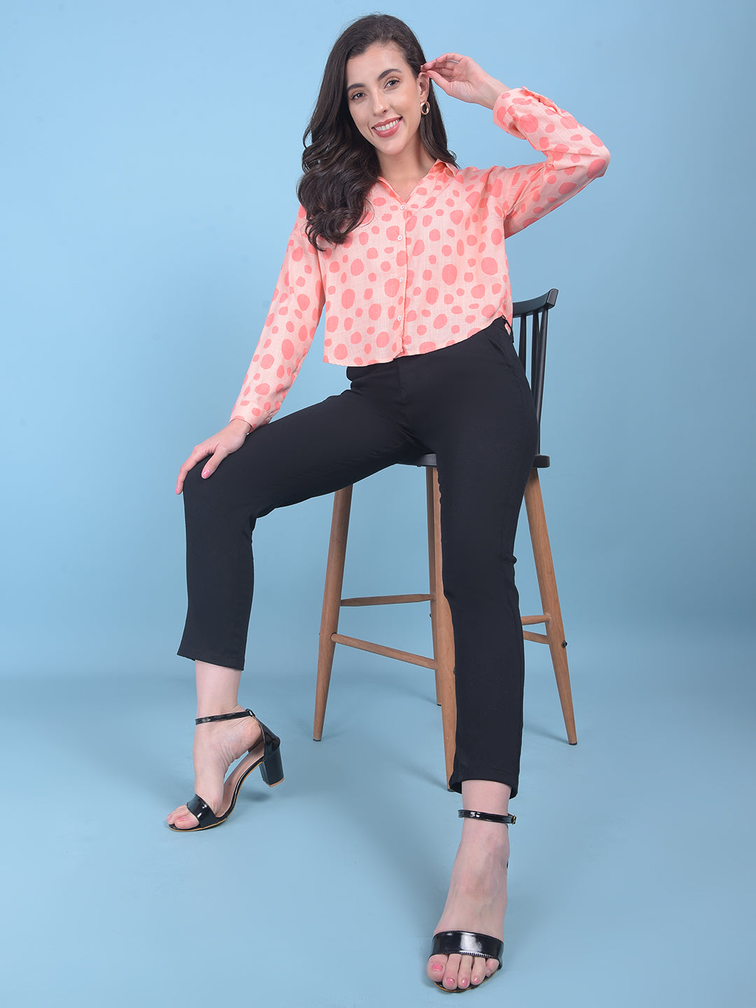 Pink Polka Dot Shirt-Women Shirts-Crimsoune Club