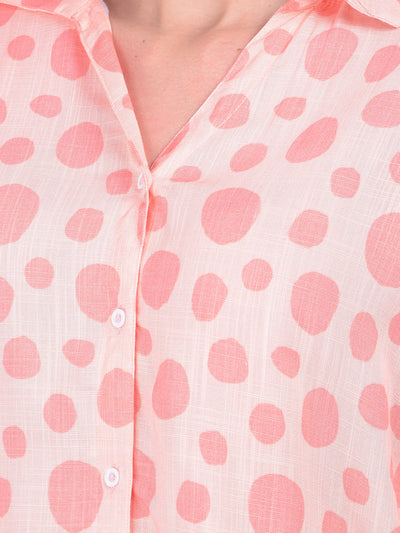 Pink Polka Dot Shirt-Women Shirts-Crimsoune Club