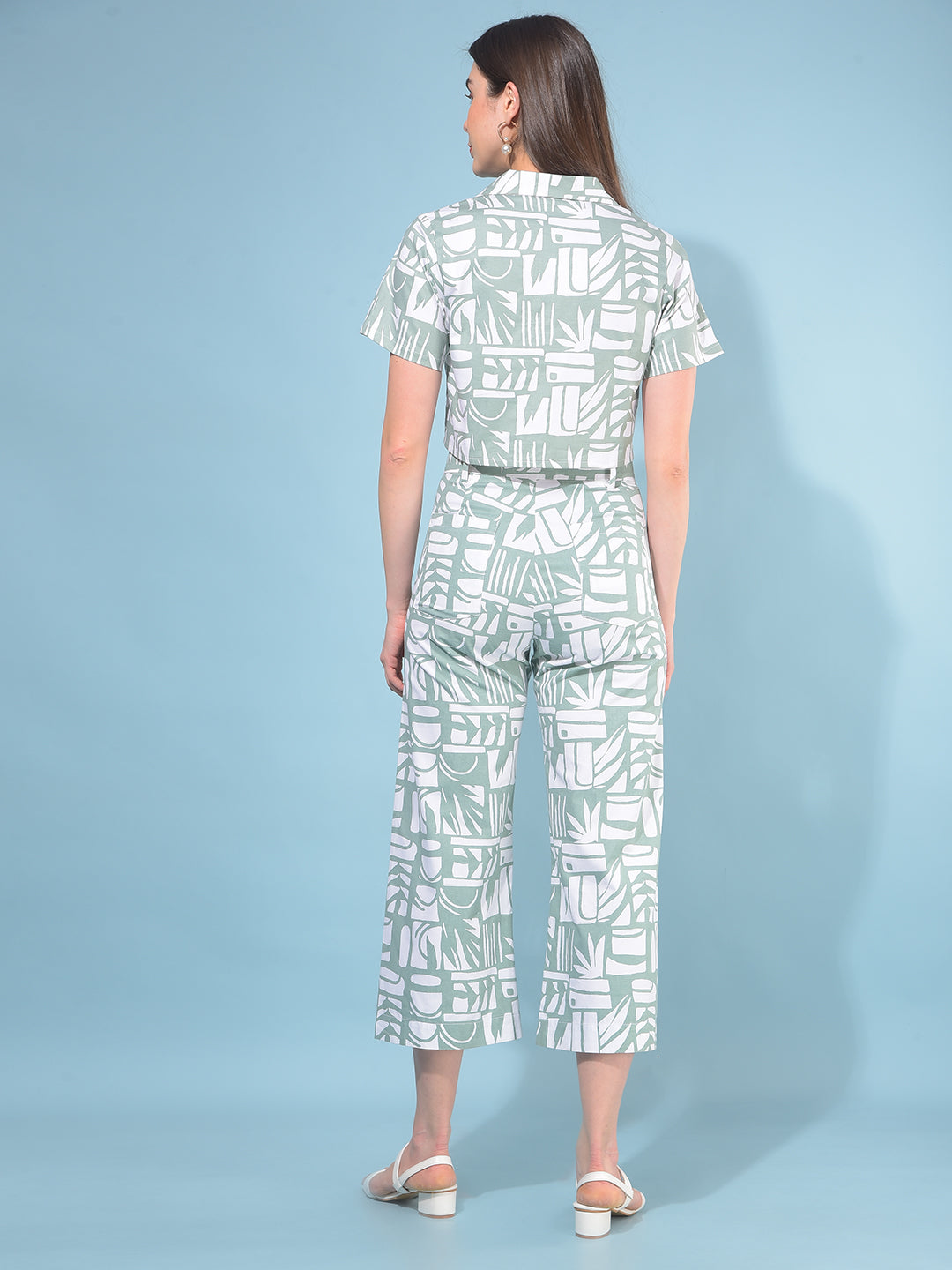 Green 100% Cotton Printed Set Co-Ord-Women Co-ord-Crimsoune Club