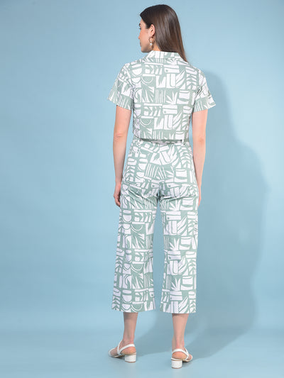Green 100% Cotton Printed Set Co-Ord-Women Co-ord-Crimsoune Club