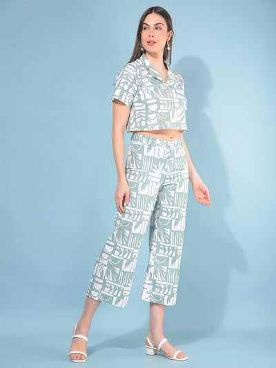 Green 100% Cotton Printed Set Co-Ord-Women Co-ord-Crimsoune Club