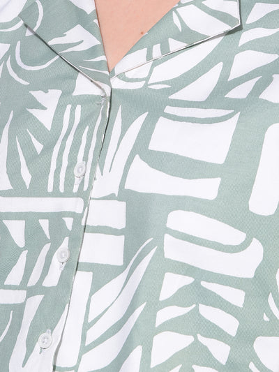 Green 100% Cotton Printed Set Co-Ord-Women Co-ord-Crimsoune Club