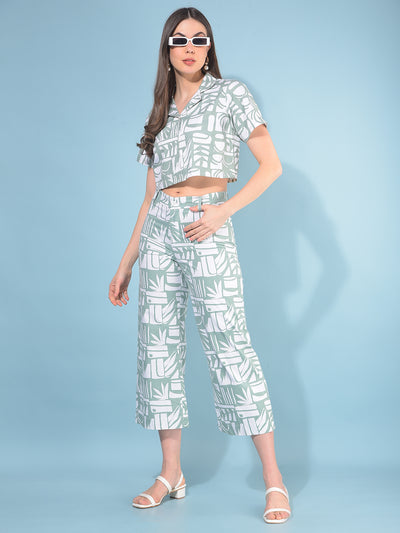 Green 100% Cotton Printed Set Co-Ord-Women Co-ord-Crimsoune Club