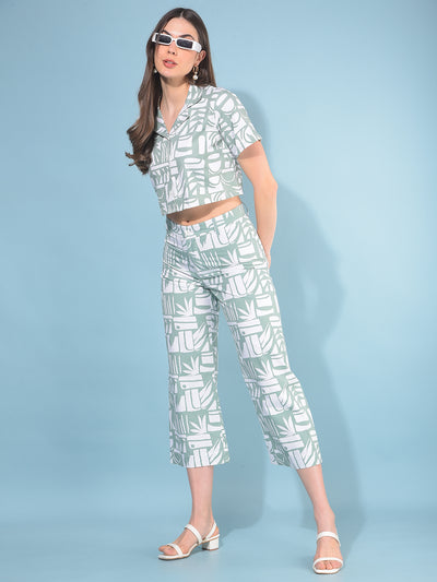 Green 100% Cotton Printed Set Co-Ord-Women Co-ord-Crimsoune Club