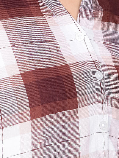 Brown Checked 100% Lyocell Shirt-Women Shirts-Crimsoune Club