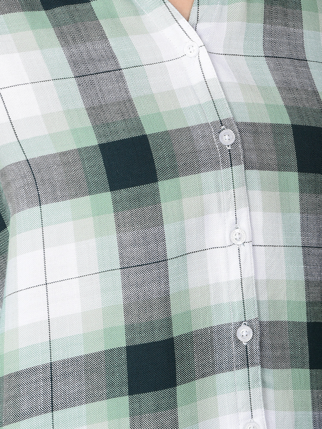Green Checked 100% Lyocell Shirt-Women Shirts-Crimsoune Club