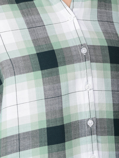 Green Checked 100% Lyocell Shirt-Women Shirts-Crimsoune Club