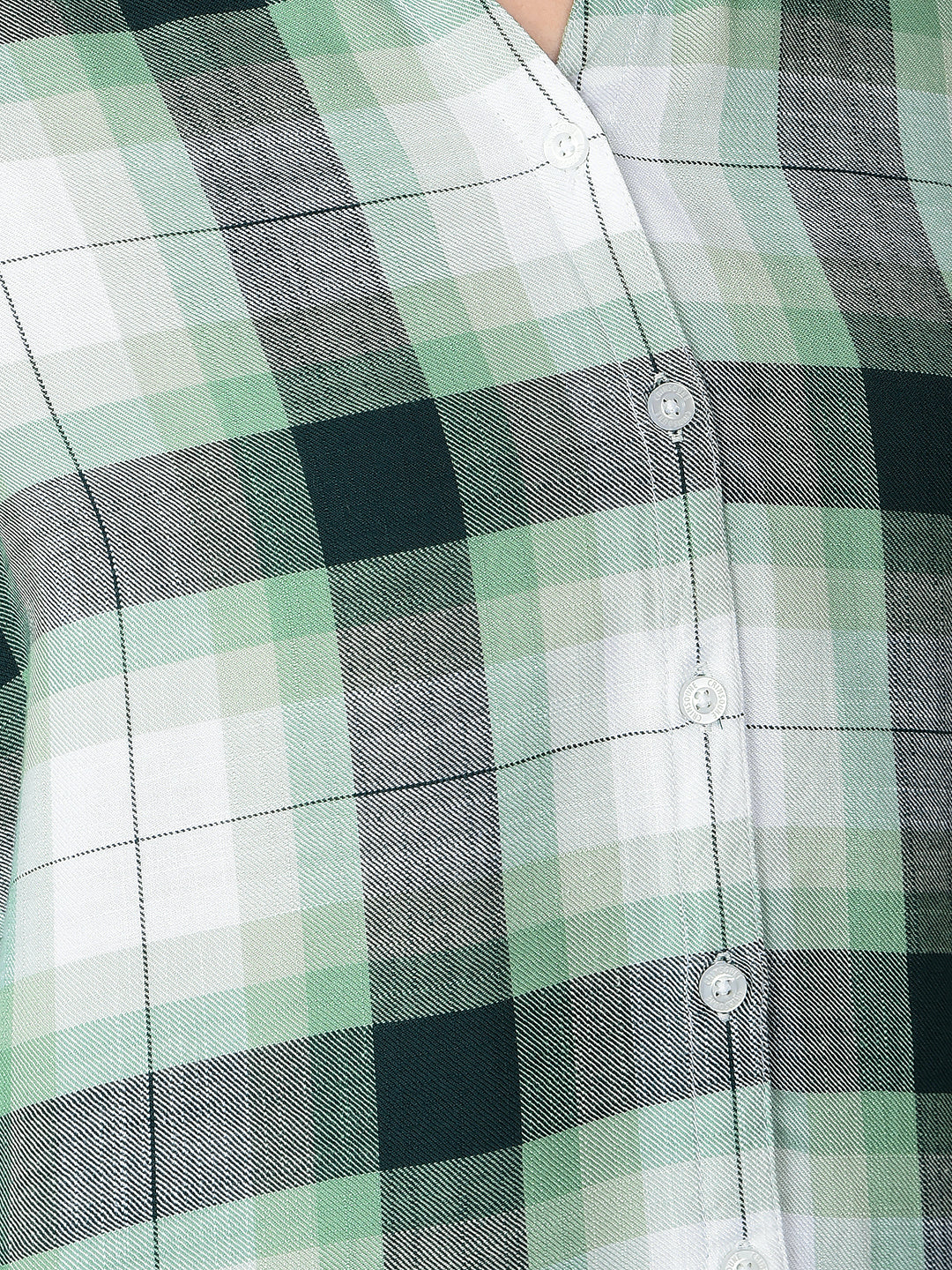 Green Checked 100% Lyocell Shirt-Women Shirts-Crimsoune Club