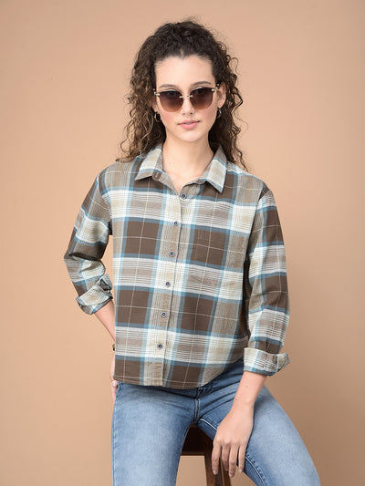 Multi-Color Checked 100% Cotton Shirt-Women Shirts-Crimsoune Club
