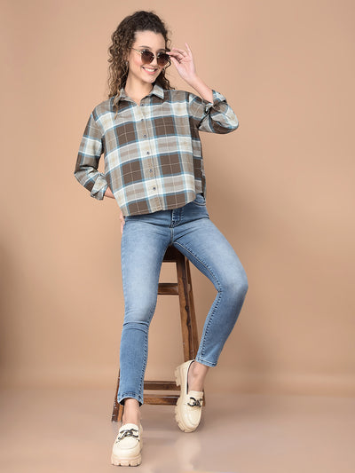 Multi-Color Checked 100% Cotton Shirt-Women Shirts-Crimsoune Club