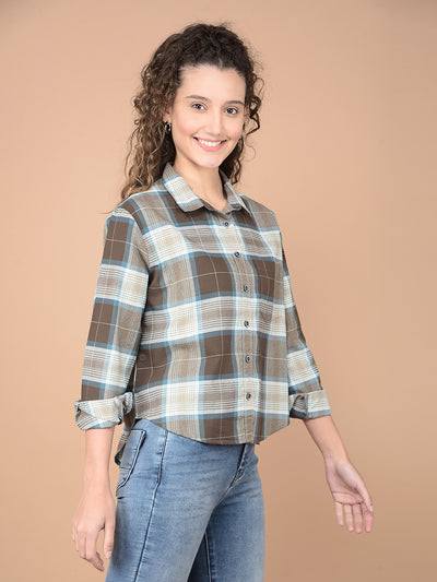 Multi-Color Checked 100% Cotton Shirt-Women Shirts-Crimsoune Club