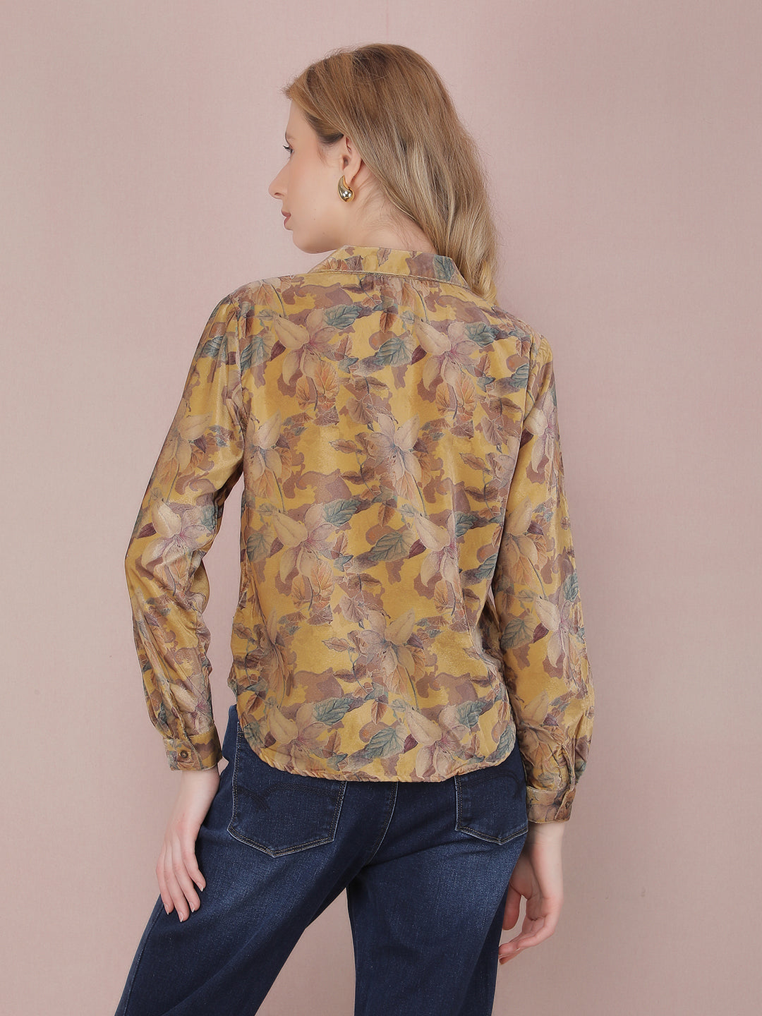 Yellow Floral Print Shirt Crimsoune Club