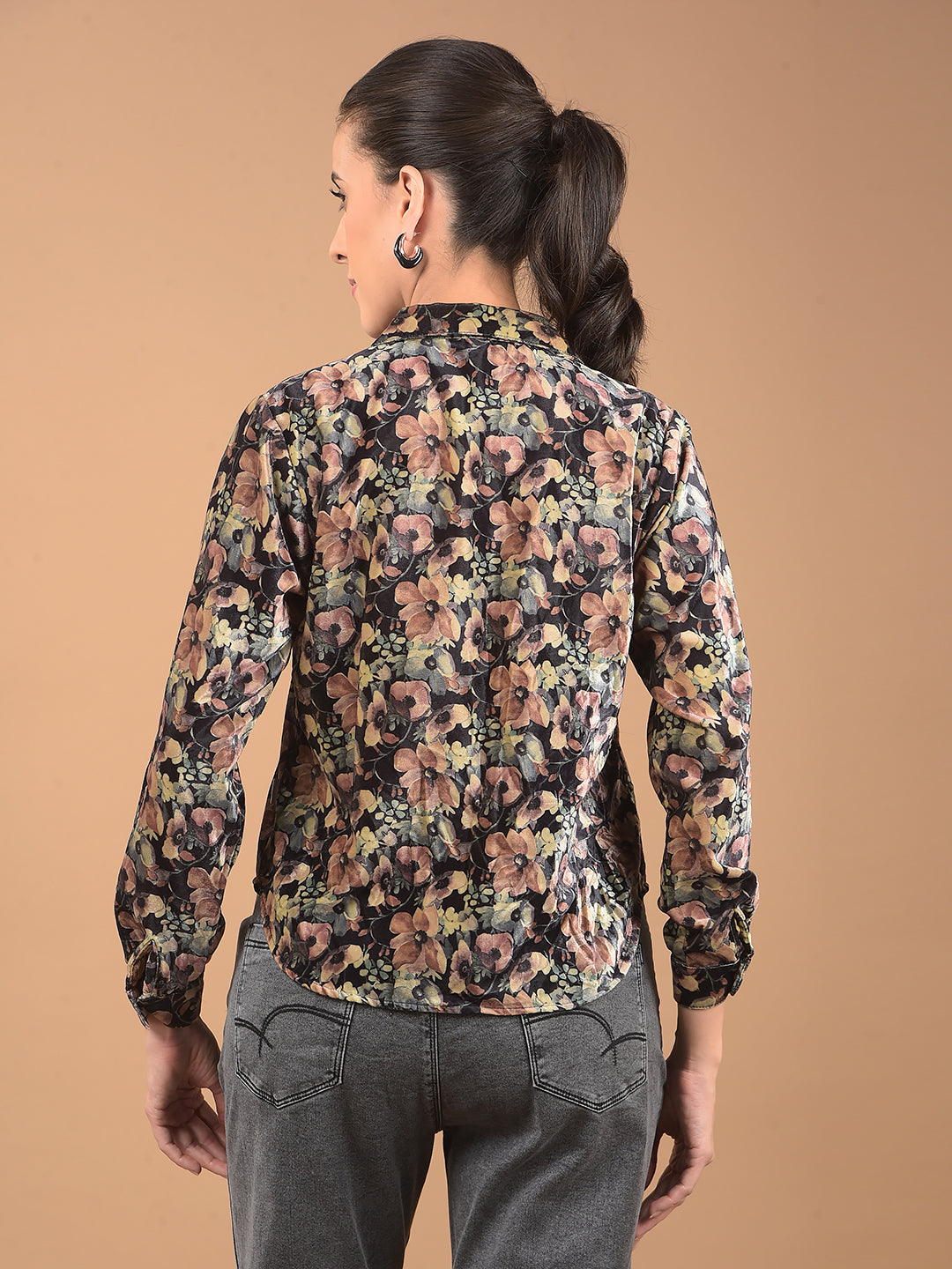 Multi-Color Floral Print Waist Length Shirt-Women Shirts-Crimsoune Club