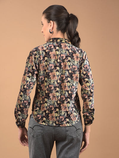 Multi-Color Floral Print Waist Length Shirt-Women Shirts-Crimsoune Club