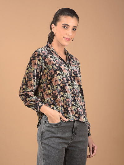 Multi-Color Floral Print Waist Length Shirt-Women Shirts-Crimsoune Club