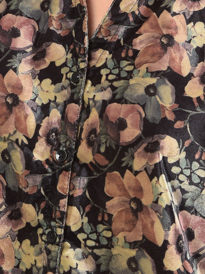 Multi-Color Floral Print Waist Length Shirt-Women Shirts-Crimsoune Club
