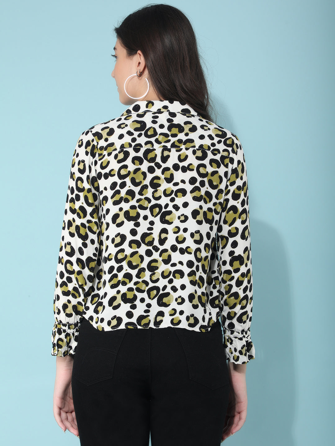 Olive Printed Shirt-Women Shirts-Crimsoune Club