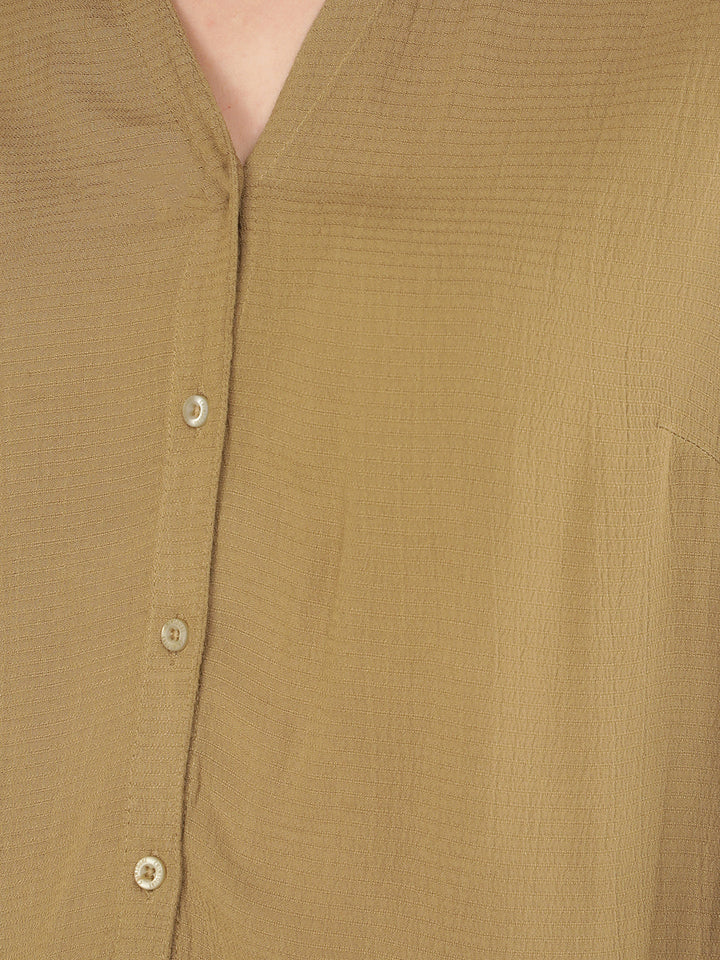 Olive Jacquard Shirt-Women Shirts-Crimsoune Club