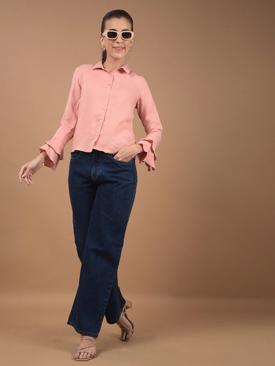 Peach Shirt-Women Shirts-Crimsoune Club
