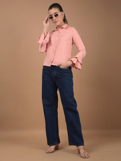 Peach Shirt-Women Shirts-Crimsoune Club