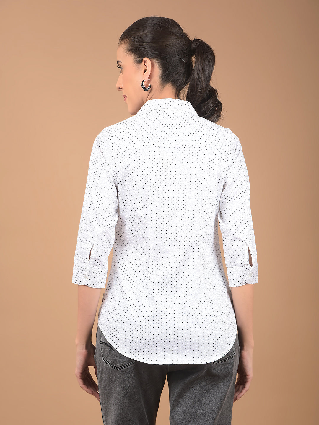 White Floral Print Shirt-Women Shirts-Crimsoune Club