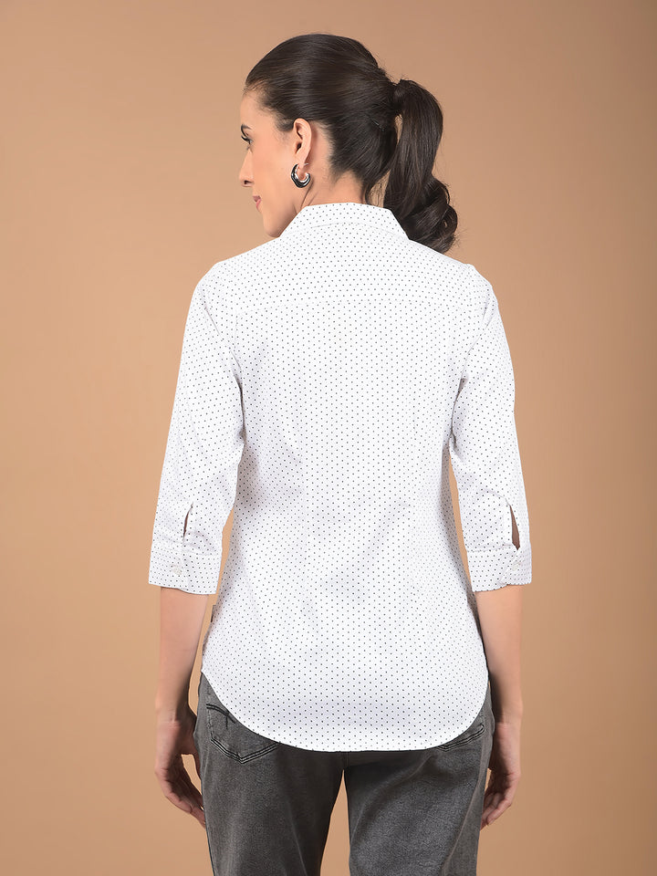 White Floral Print Shirt-Women Shirts-Crimsoune Club