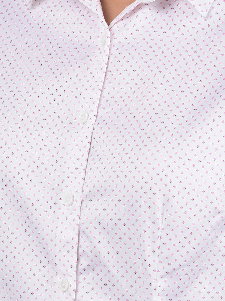 White Printed Shirt-Women Shirts-Crimsoune Club