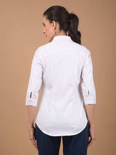 White Printed Shirt-Women Shirts-Crimsoune Club