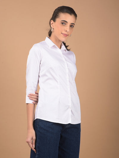 White Printed Shirt-Women Shirts-Crimsoune Club