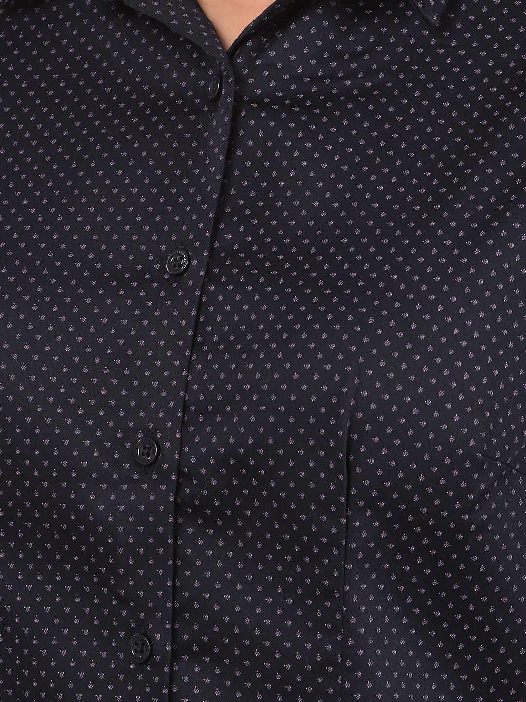 Navy Blue Printed Shirt-Women Shirts-Crimsoune Club