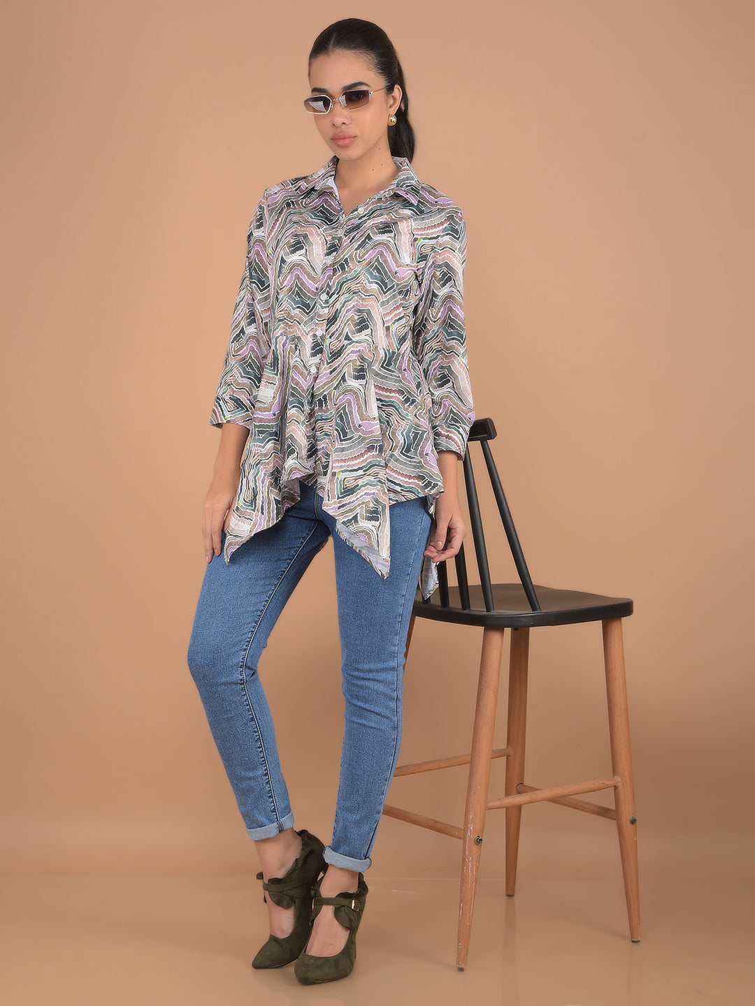 Multi-Color Printed Shirt-Women Shirts-Crimsoune Club