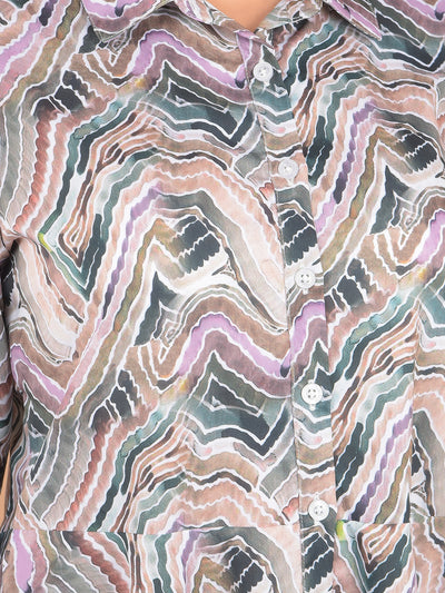 Multi-Color Printed Shirt-Women Shirts-Crimsoune Club