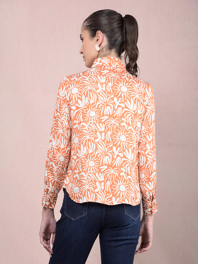 Orange Printed Shirt-Women Shirts-Crimsoune Club