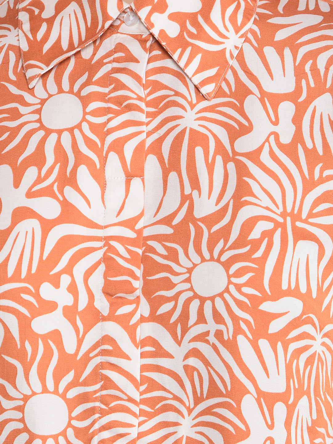 Orange Printed Shirt-Women Shirts-Crimsoune Club