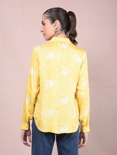 Yellow Printed Shirt-Women Shirts-Crimsoune Club