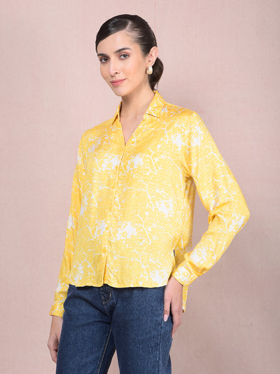 Yellow Printed Shirt-Women Shirts-Crimsoune Club