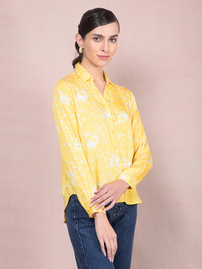 Yellow Printed Shirt-Women Shirts-Crimsoune Club
