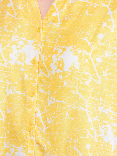 Yellow Printed Shirt-Women Shirts-Crimsoune Club