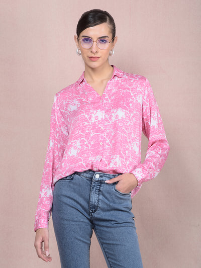 Pink Printed Shirt-Women Shirts-Crimsoune Club