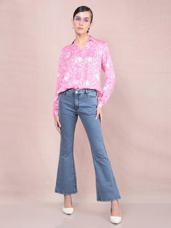 Pink Printed Shirt-Women Shirts-Crimsoune Club