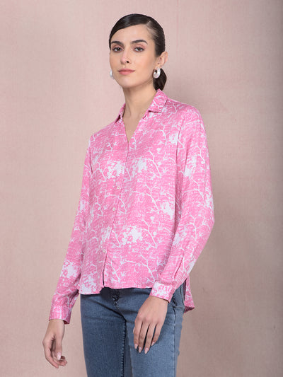 Pink Printed Shirt-Women Shirts-Crimsoune Club