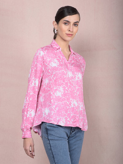 Pink Printed Shirt-Women Shirts-Crimsoune Club