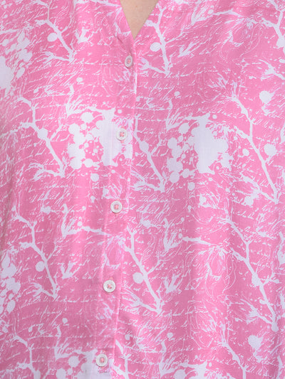Pink Printed Shirt-Women Shirts-Crimsoune Club