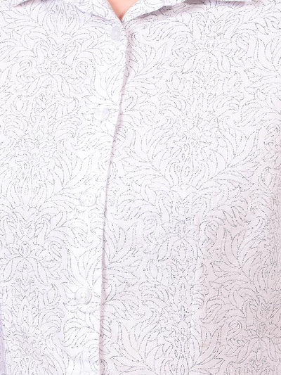 Women's White Floral Print Shirt-Women Shirts-Crimsoune Club
