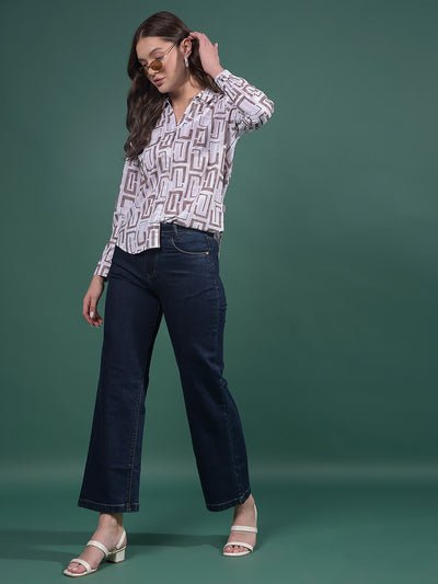Olive Printed Shirt-Women Shirts-Crimsoune Club