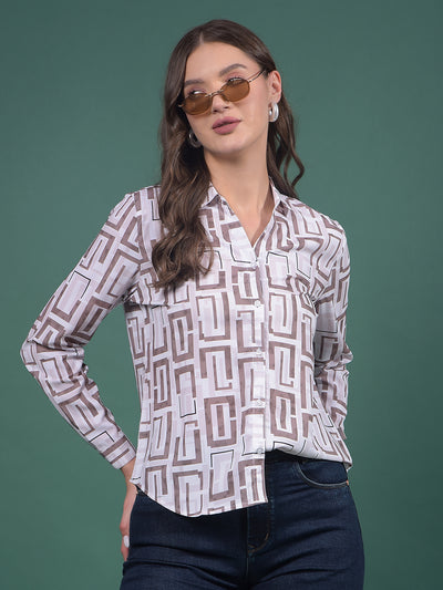 Olive Printed Shirt-Women Shirts-Crimsoune Club