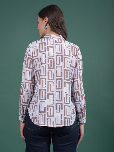 Olive Printed Shirt-Women Shirts-Crimsoune Club