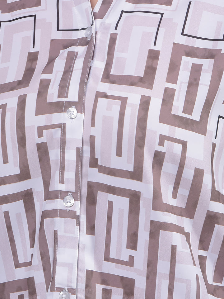 Olive Printed Shirt-Women Shirts-Crimsoune Club