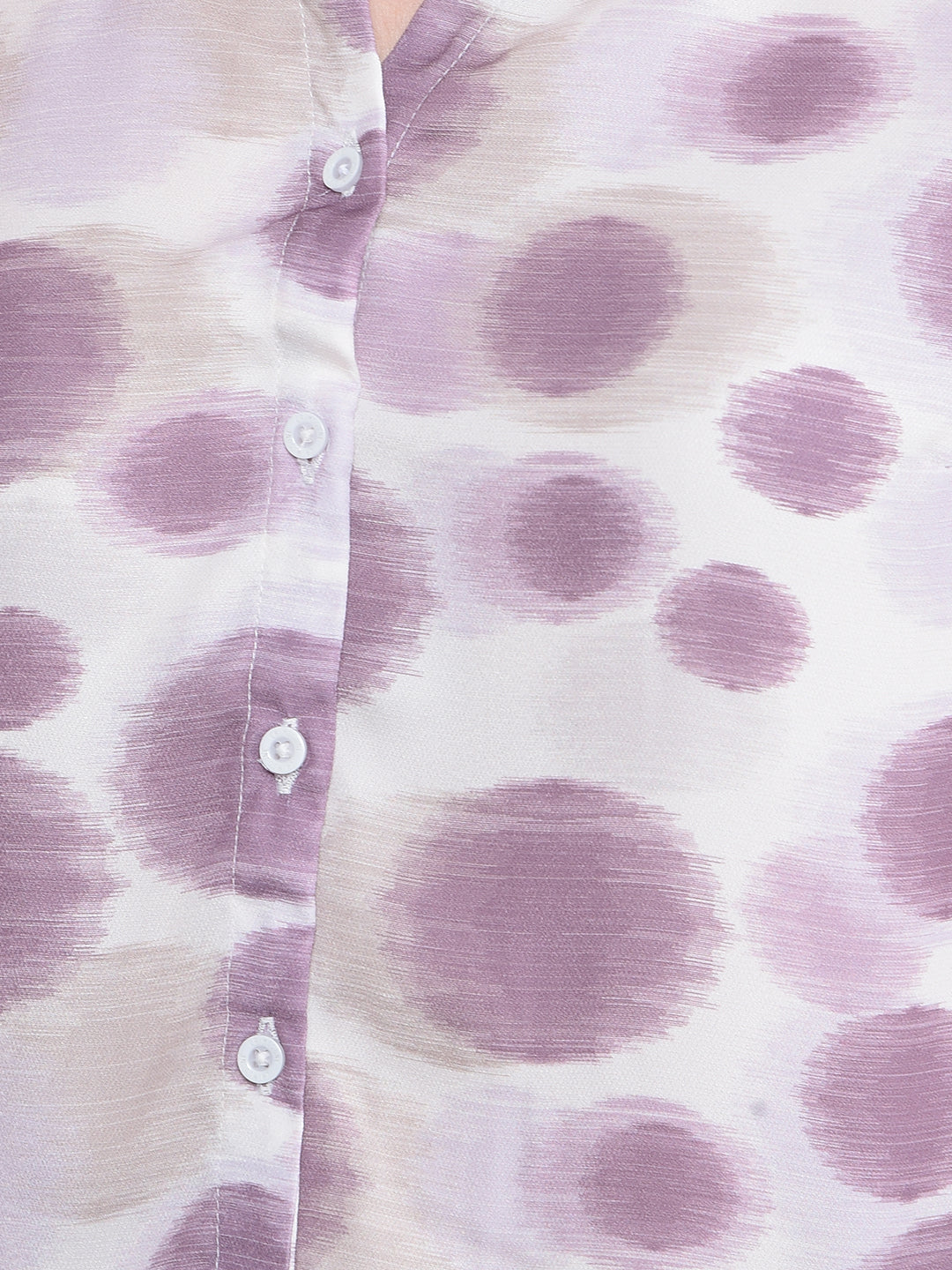 Purple Printed V-Neck Shirt-Women Shirts-Crimsoune Club