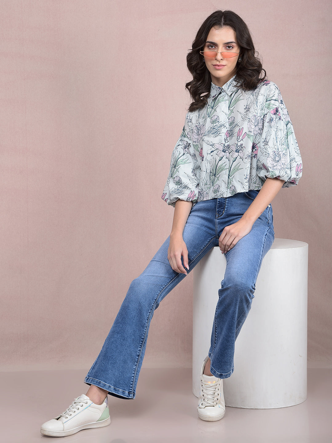 Pink Floral Print Shirt-Women Shirts-Crimsoune Club